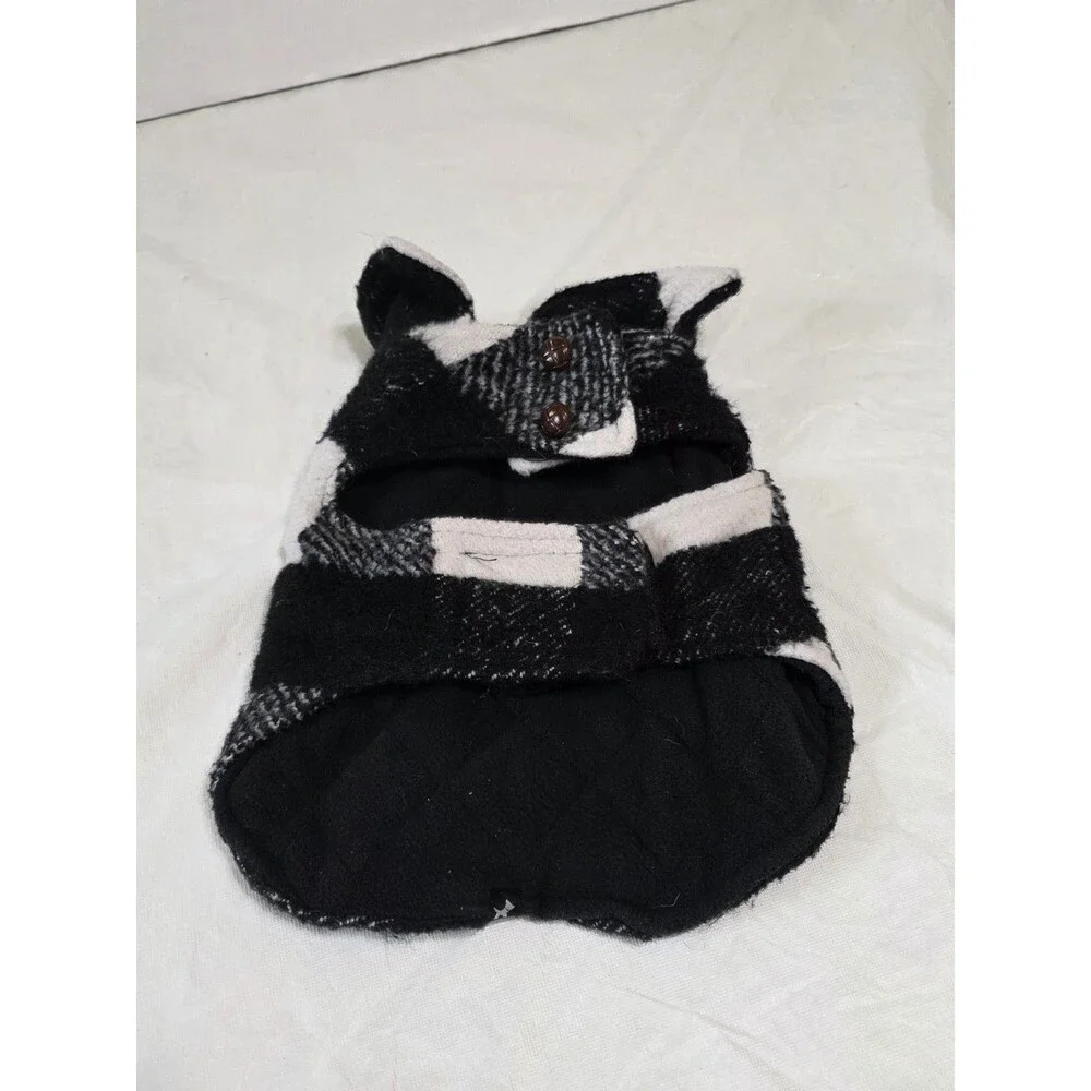 Hotel Doggy Black\White Plaid Dog Coat Size XS